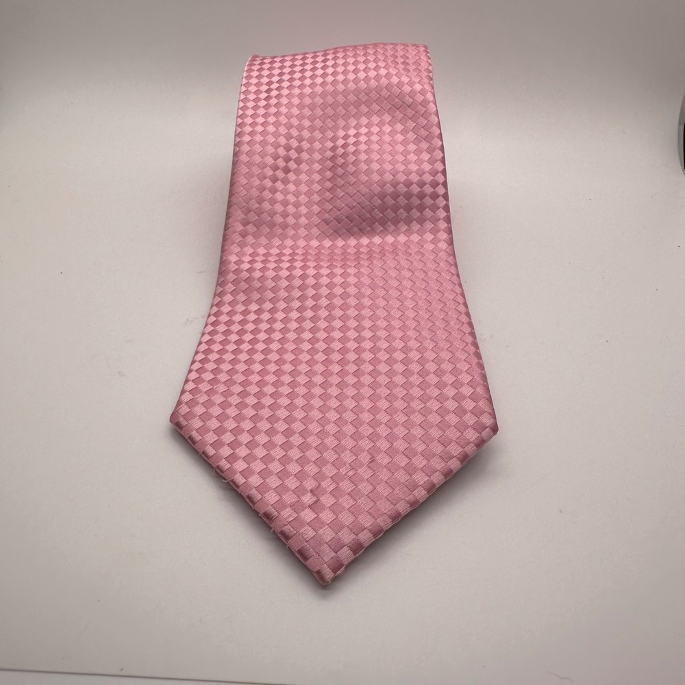 Dockers Men Tie Pink Woven Checkered Stain Resistant Business Casual Office